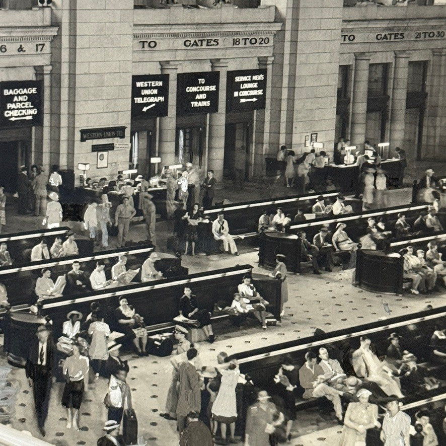 Vintage Train Station Railroad Photograph Washington DC Crowd People Photo Print