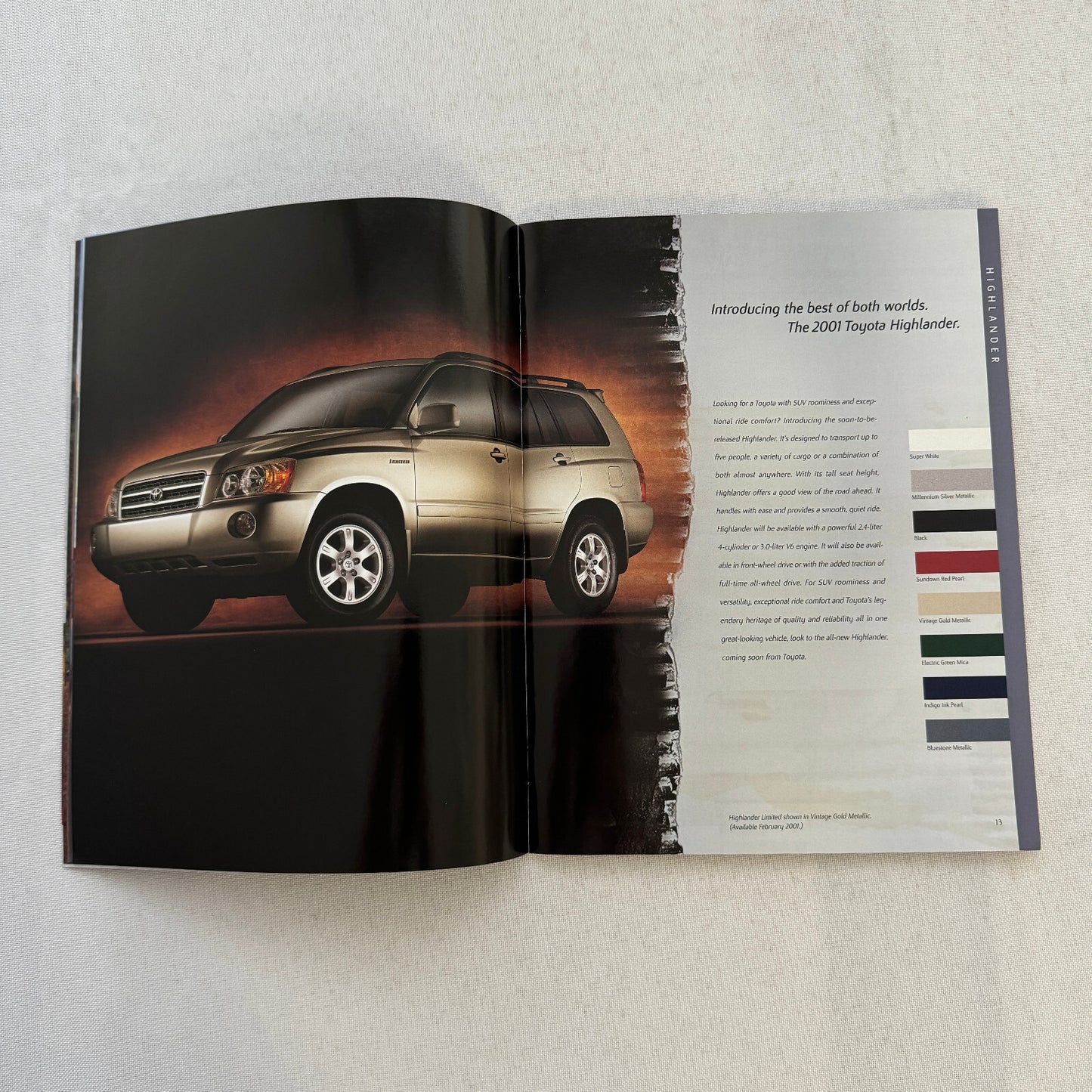 2001 Toyota Sales Brochure Catalog Tacoma Pickup Echo Celica MR2 Rav4 4Runner +