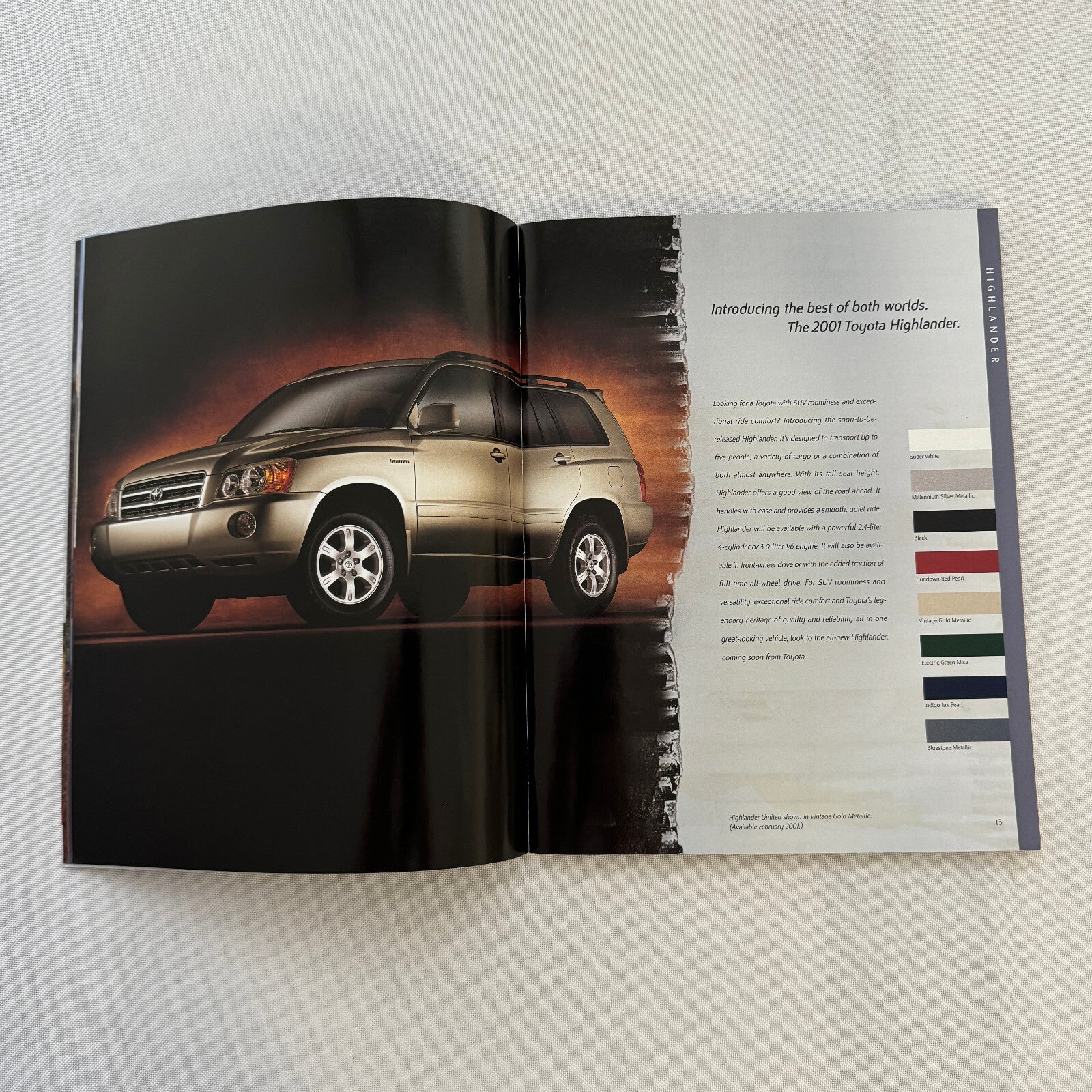 2001 Toyota Sales Brochure Catalog Tacoma Pickup Echo Celica MR2 Rav4 4Runner +