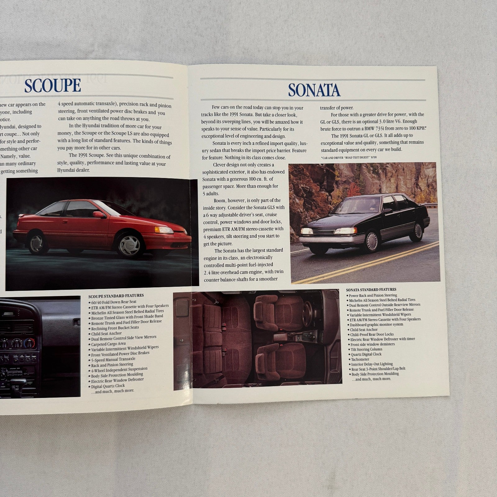 1991 Hyundai Car Sales Brochure Catalog Scoupe Excel Sonata