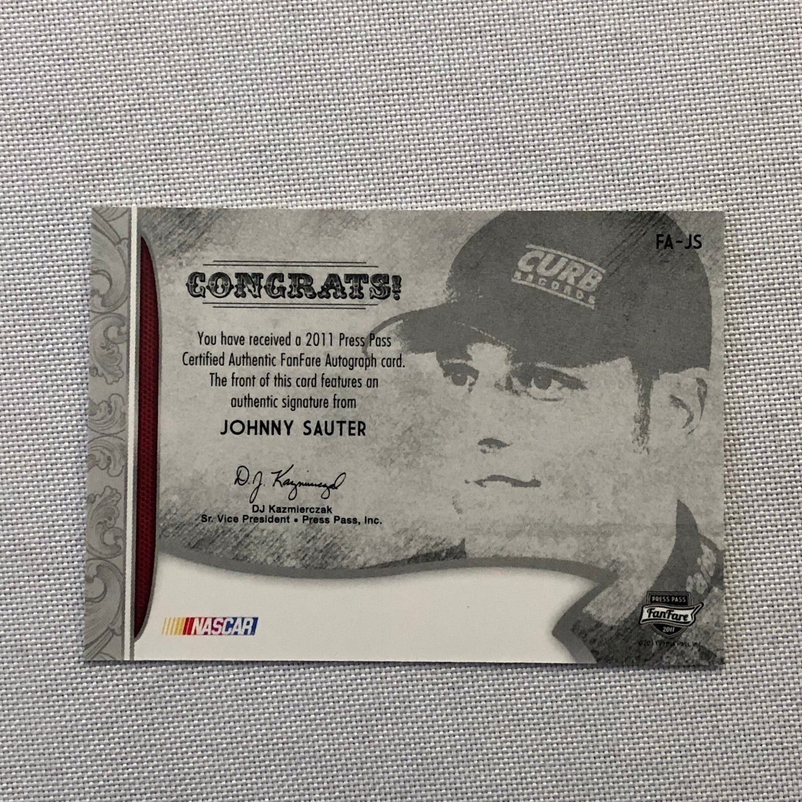 2011 Press Pass Fanfare Autographs Johnny Sauter Auto Autograph Signed Nascar