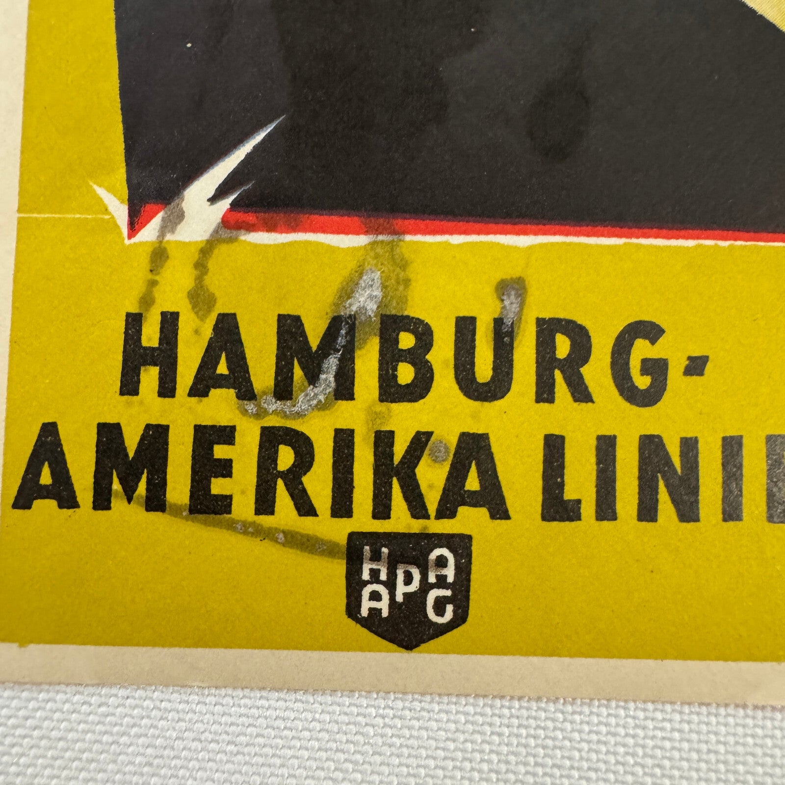 Vintage Hamburg Amerika Linie Hamburg America Line Cruise Ship Luggage Label