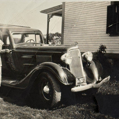 Vintage Car Automobile Snapshot Photo Photograph Woman with Car DS24 Quebec