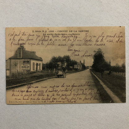 Antique 1906 Circuit de la Sarthe Racing Car Postcard Post Card French