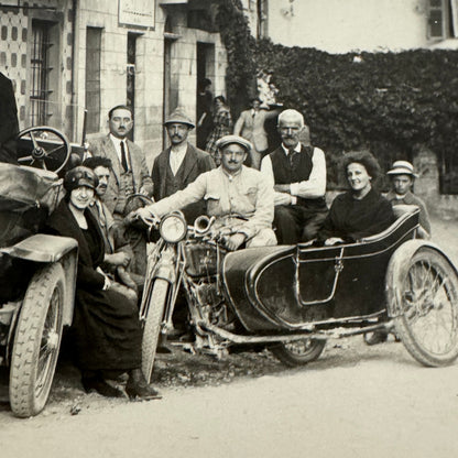 Vintage Photograph Photo Print Automobile Motorcycle Sidecar People European