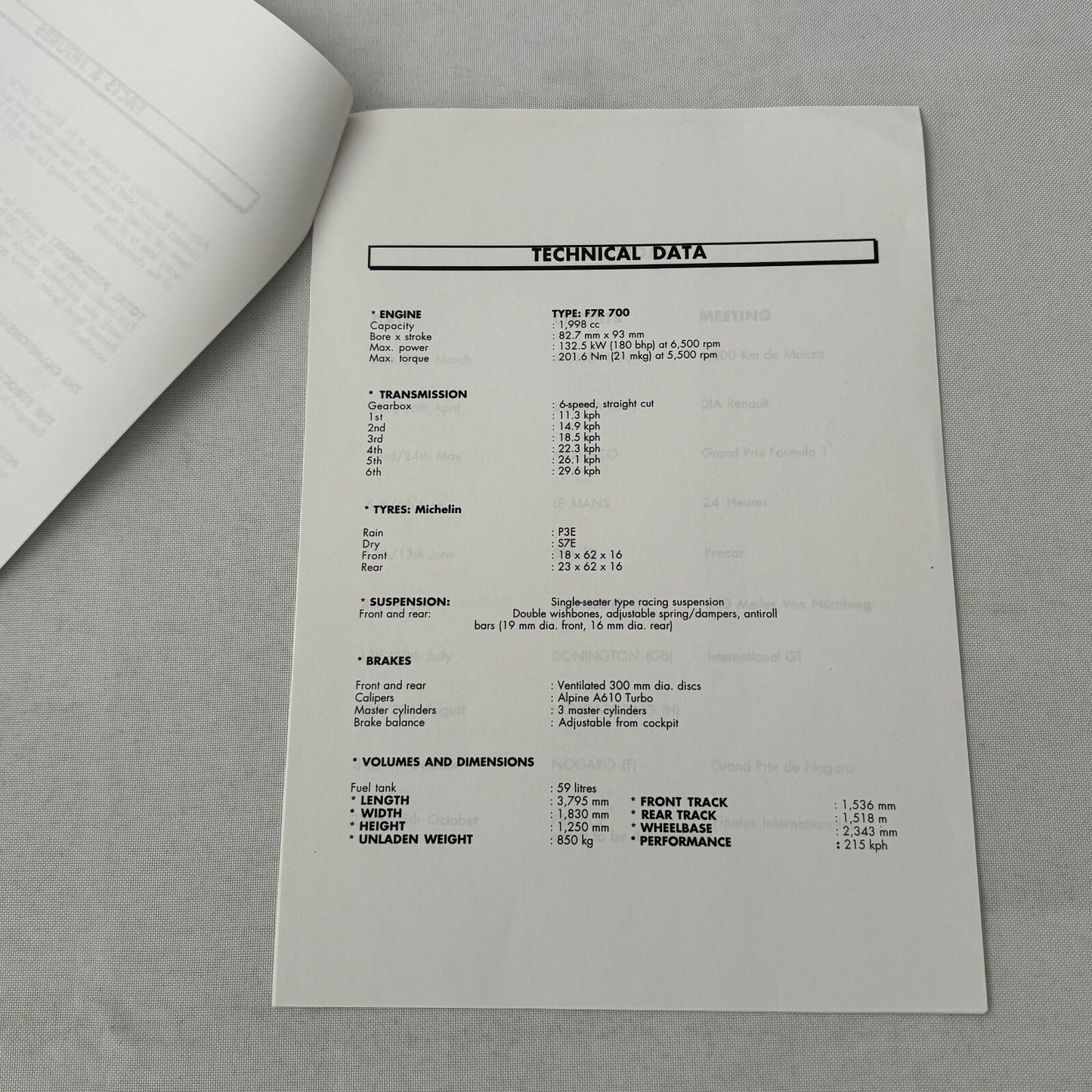 1998 Renault Sport Spider ELF Trophy Racing Press Kit Photos Documents