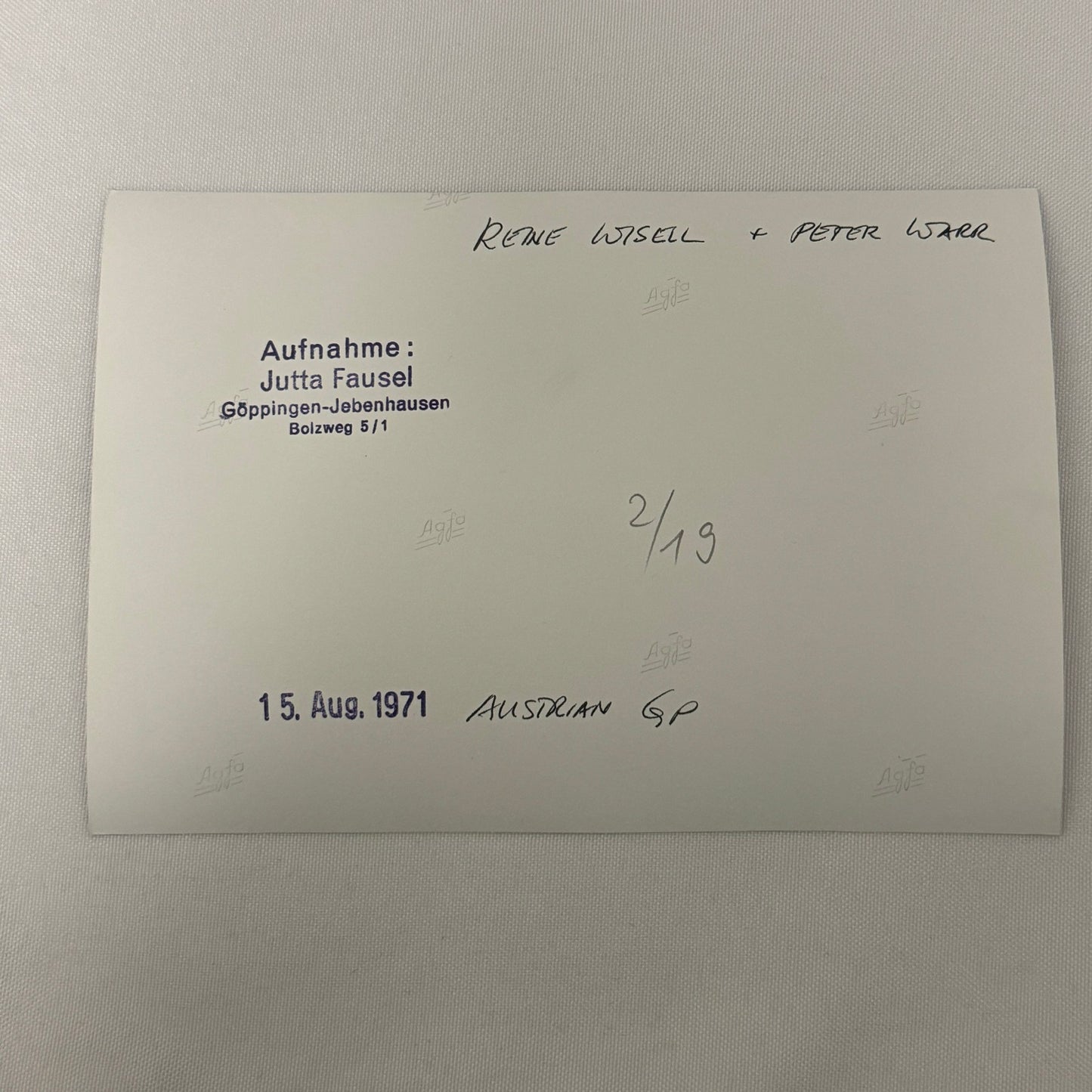 Vintage Racing Photo 1971 Austrian Grand Prix Reine Wisell Peter Warr