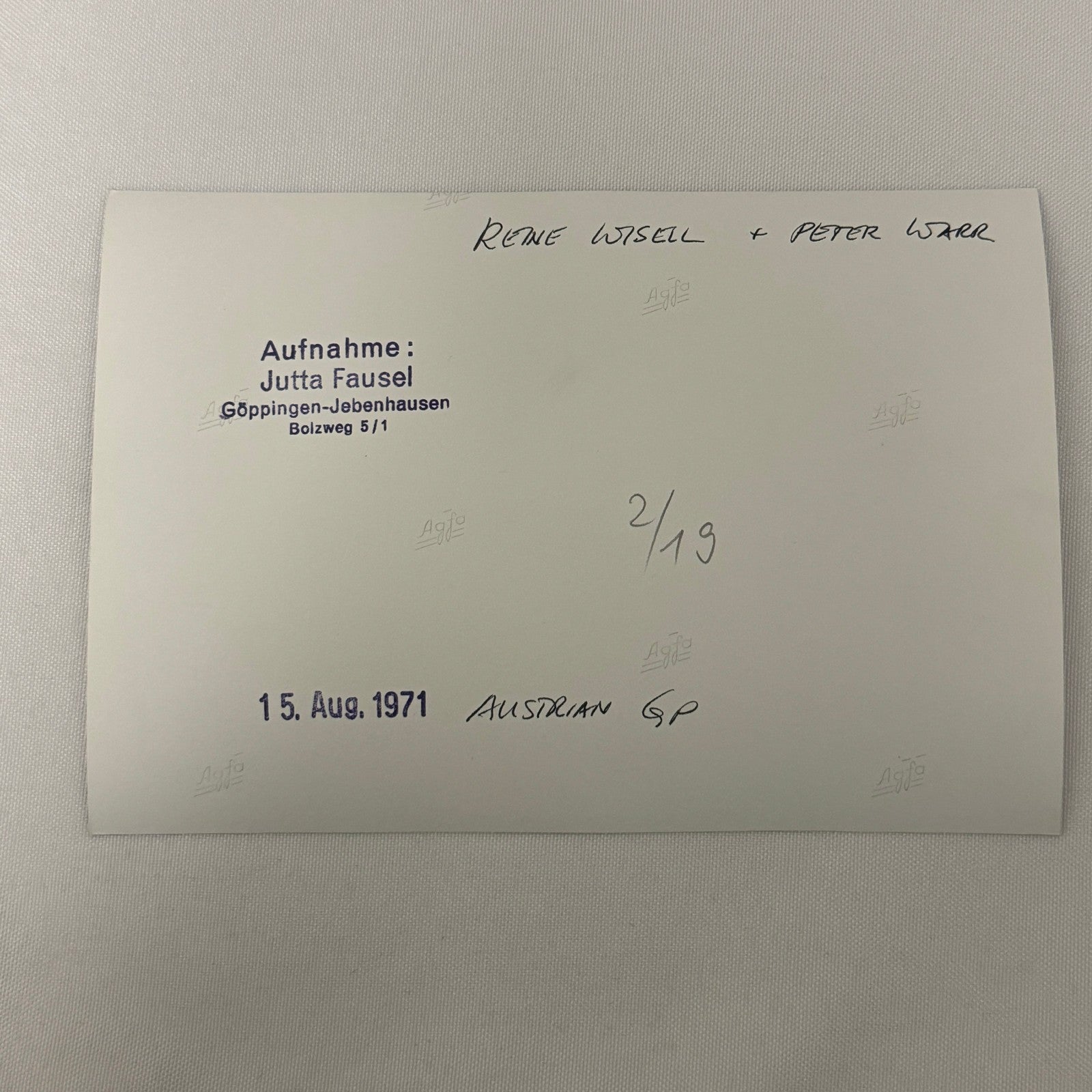 Vintage Racing Photo 1971 Austrian Grand Prix Reine Wisell Peter Warr