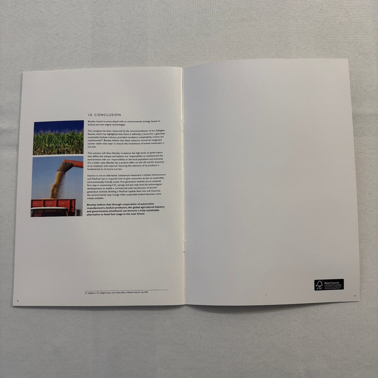 Bentley and the Future of Bio Fuels Car Sales Brochure Catalog Advertising 2009