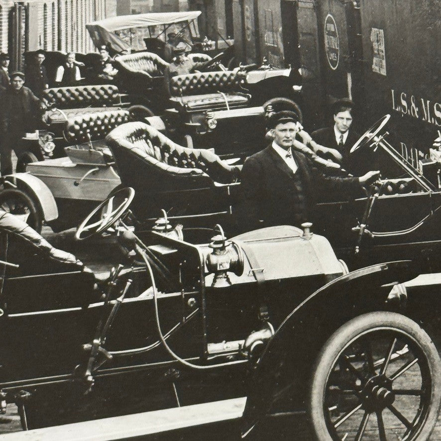 1906 Oldsmobile Car Photo Photograph Print Vintage Factory Plant Boxcar Train GM