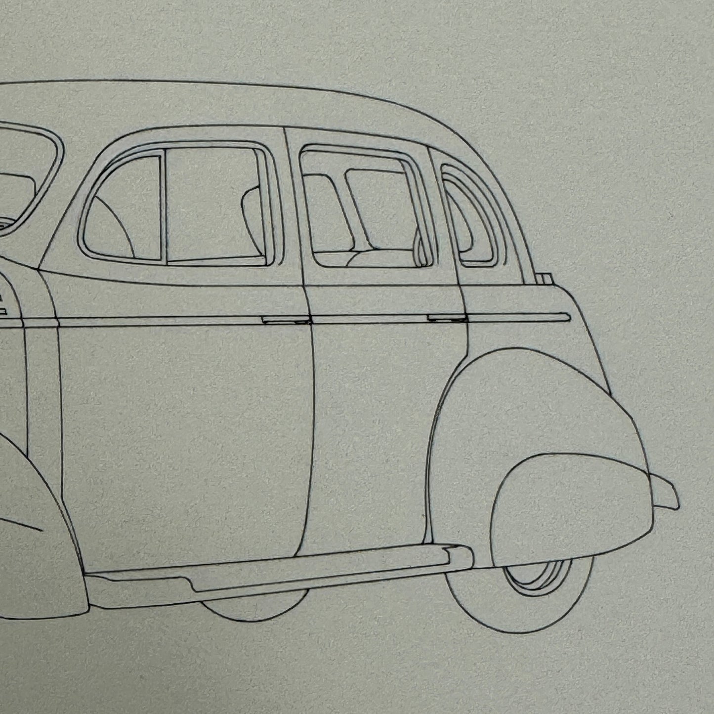 1938 Graham Six Sedan Automobile Car Illustration Art Drawing Hand Drawn