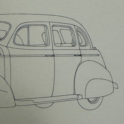 1938 Graham Six Sedan Automobile Car Illustration Art Drawing Hand Drawn