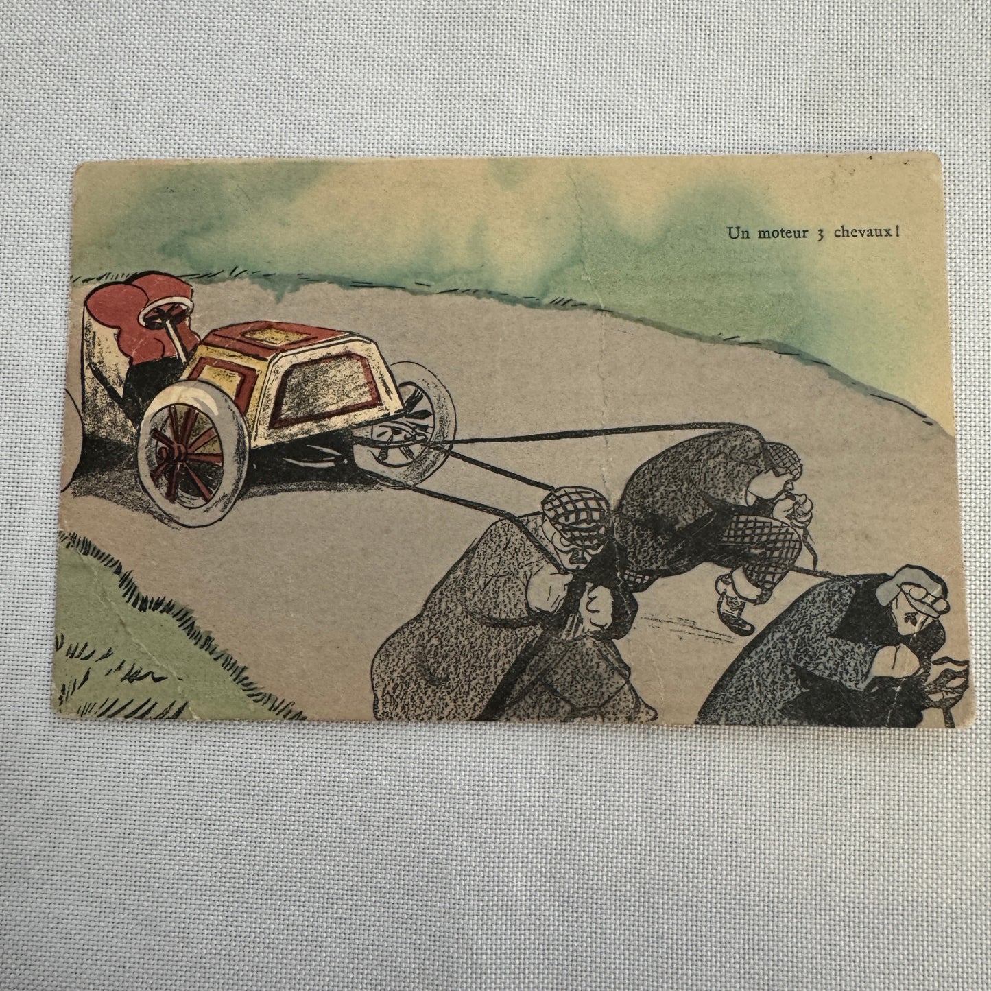 Vintage Car Automobile Postcard Post Card Humour French