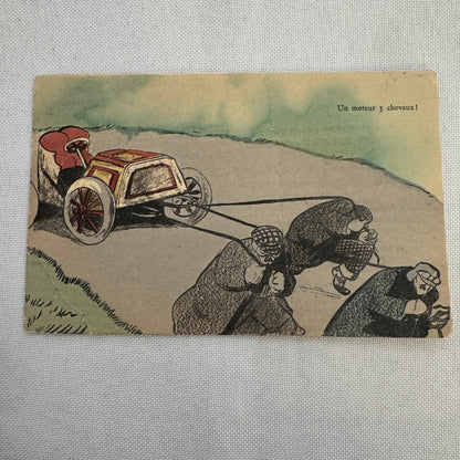 Vintage Car Automobile Postcard Post Card Humour French