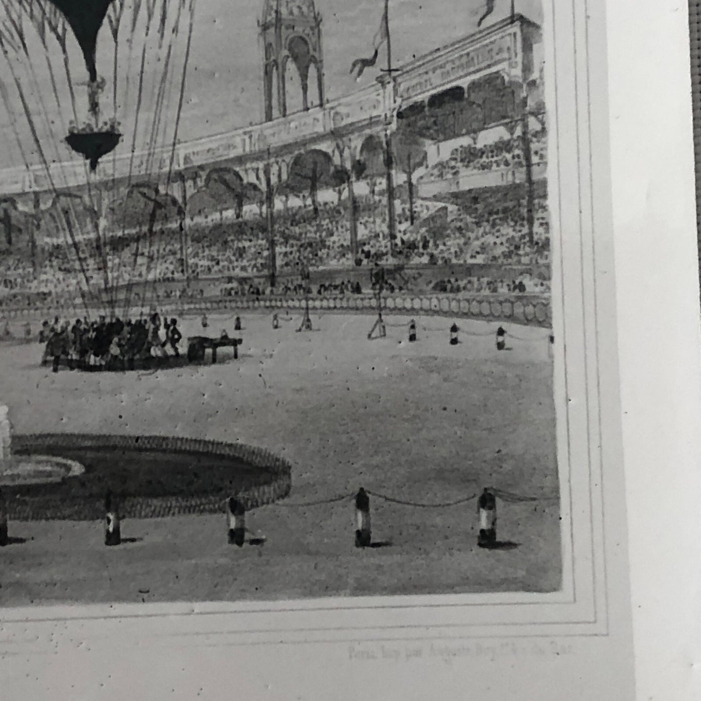 Vintage Photograph of Painting Circus Scene Horses Hot Air Balloon Photo