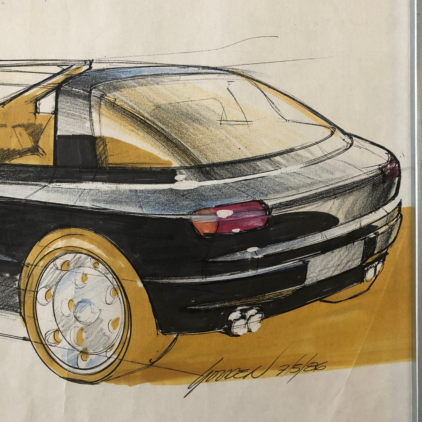 Car Styling Concept Illustration Art Drawing Sketch Vintage Signed 1986
