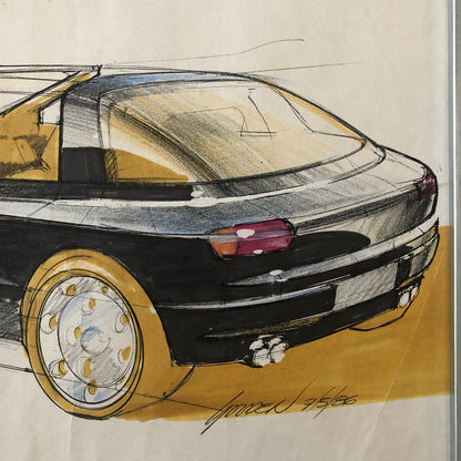 Car Styling Concept Illustration Art Drawing Sketch Vintage Signed 1986