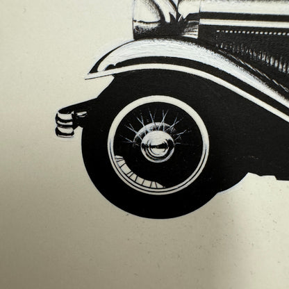 1931 N.A.G. V8 Sport Cabriolet Car Illustration Art Drawing Vintage Miniature