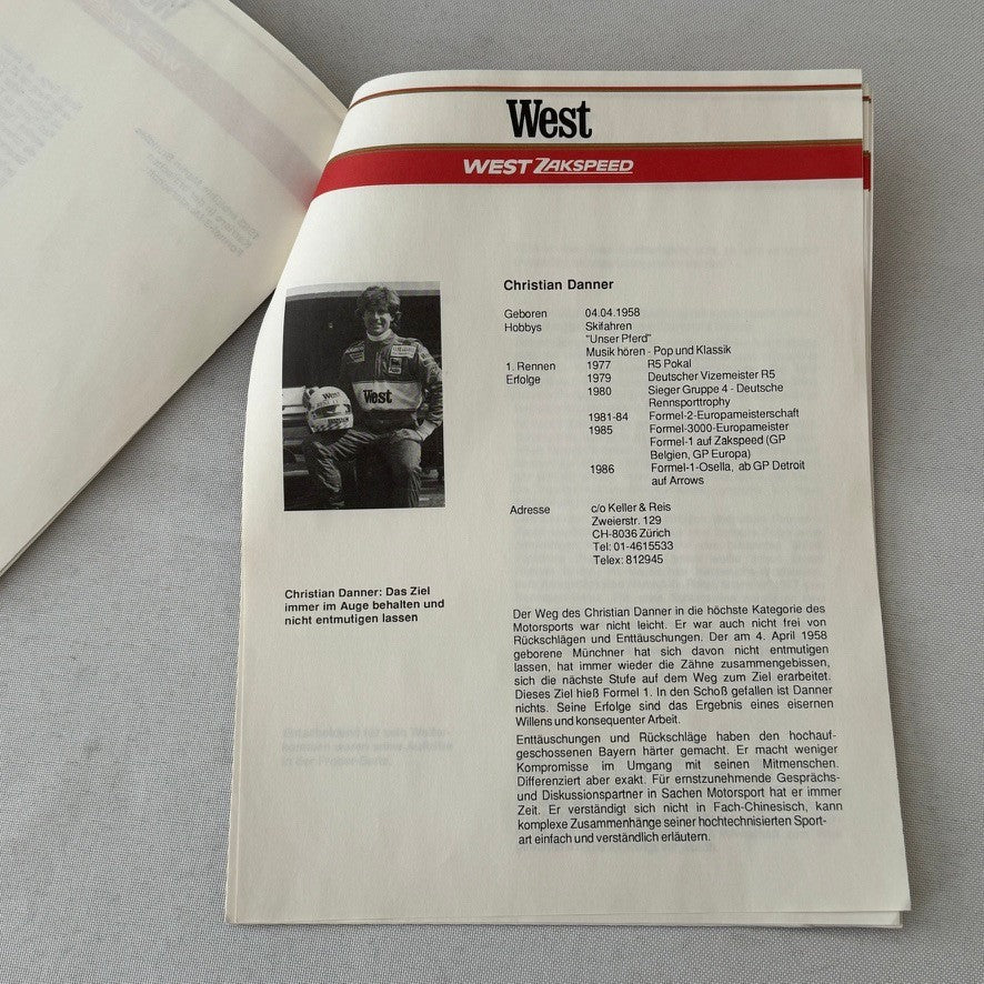 1987 West Zakspeed Racing Team Press Kit Photos Slides Martin Brundle GERMAN