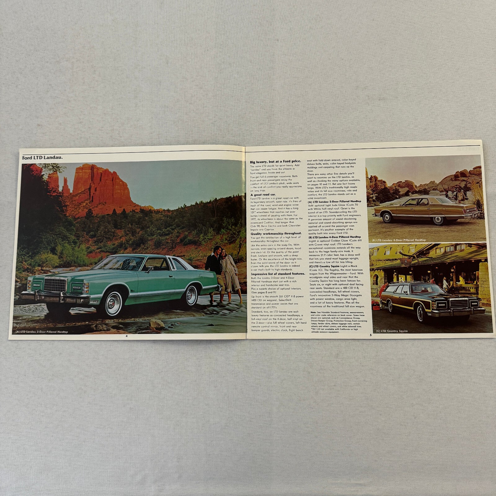1977 Ford LTD Car Sales Brochure Catalog Advertising Country Squire Wagon +