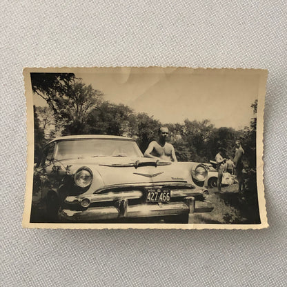 Vintage Photo Photograph Print Man with Car 1957 Ontario Canada Plate AL22SM2