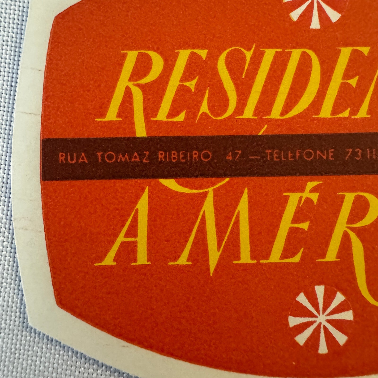 Vintage Hotel Travel Luggage Label Lisboa Portugal Residencia America Hotel