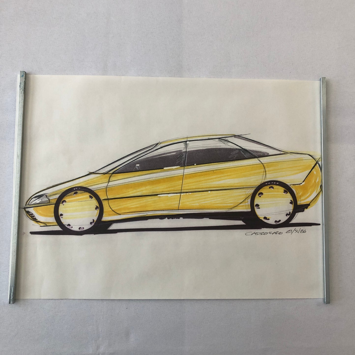 Car Styling Concept Illustration Art Drawing Sketch Vintage Signed 1986