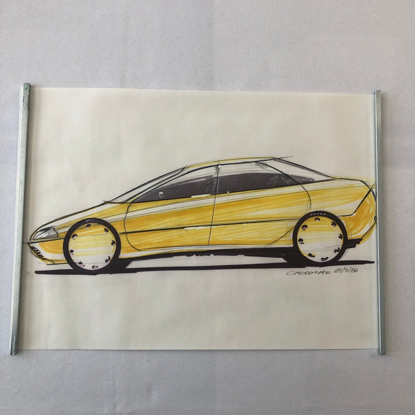 Car Styling Concept Illustration Art Drawing Sketch Vintage Signed 1986