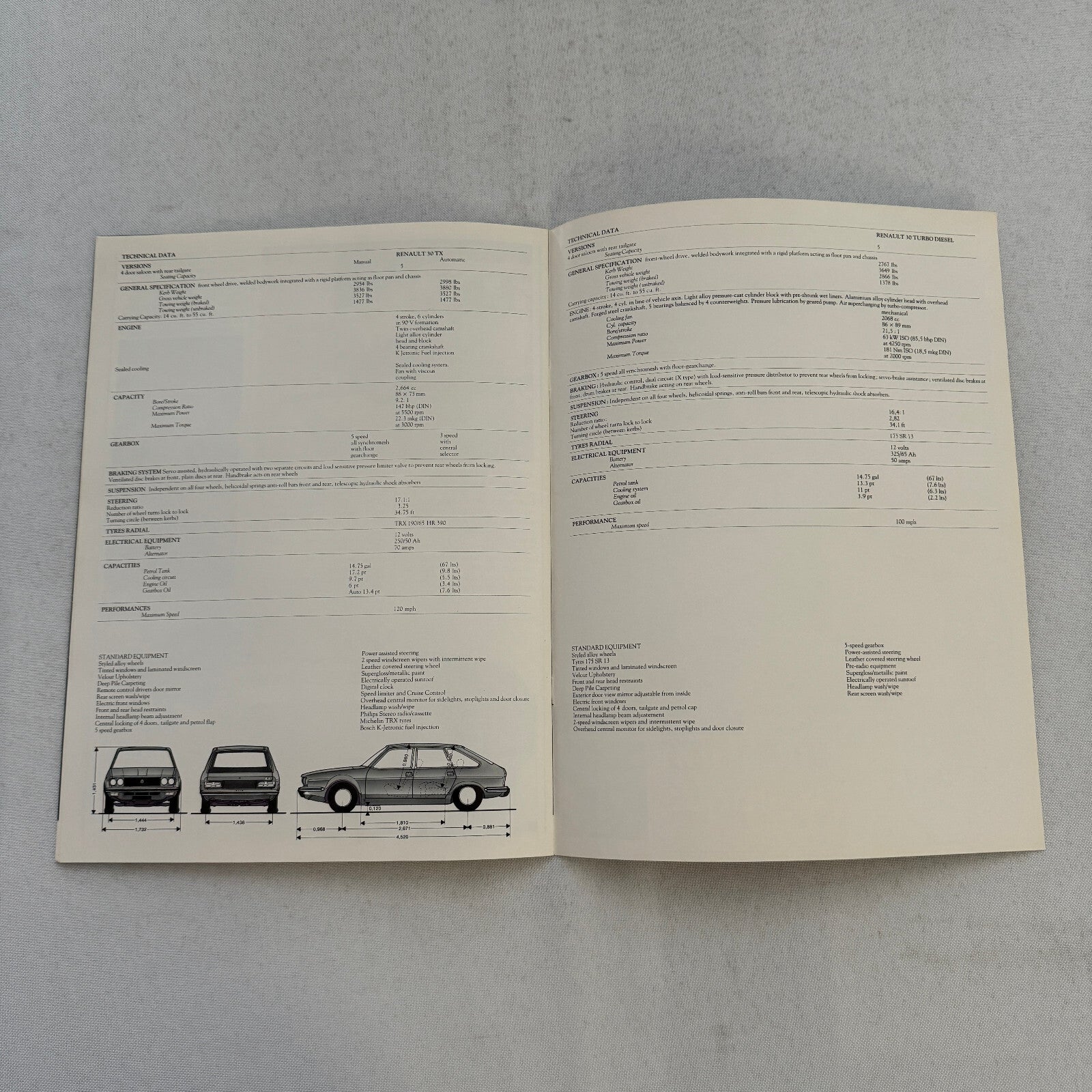 Renault 30 Turbo Diesel Car Sales Brochure Catalog Vintage Advertising UK