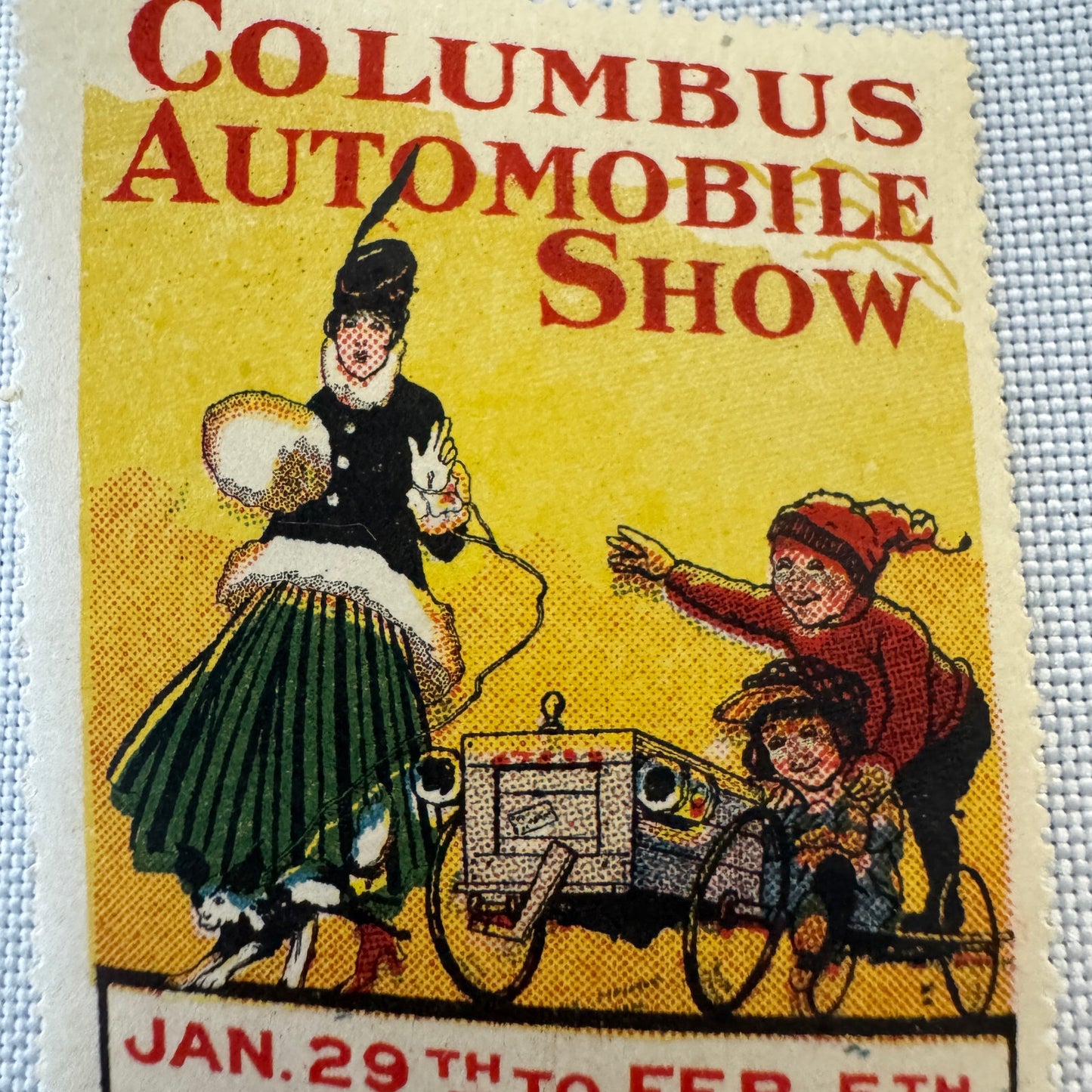 1916 Columbus Automobile Show Advertising Stamp Vintage