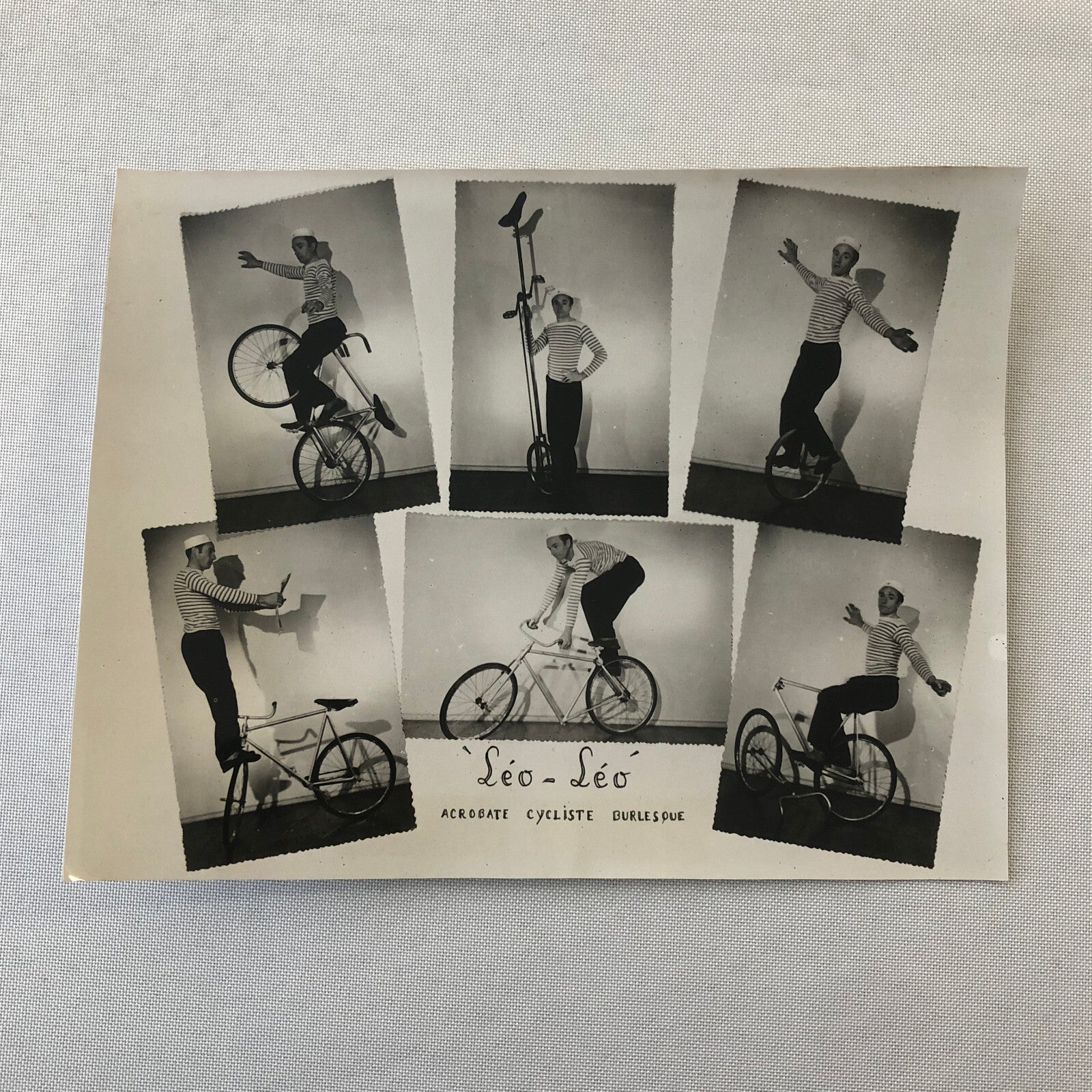 Circus Bicycle Unicycle Acrobat Burlesque Act Performer Photo Photograph Vintage