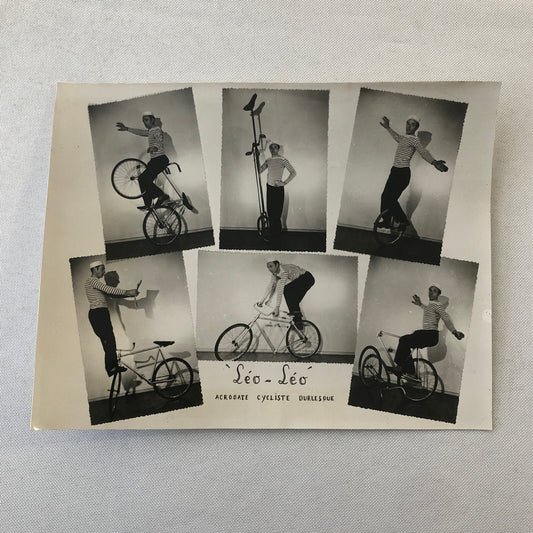 Circus Bicycle Unicycle Acrobat Burlesque Act Performer Photo Photograph Vintage