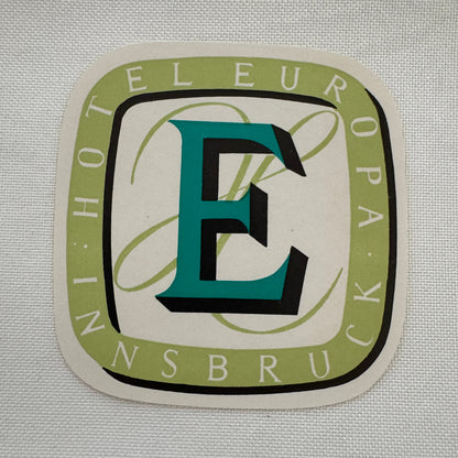 Vintage Travel Luggage Label Hotel Europa Innsbruck Austria