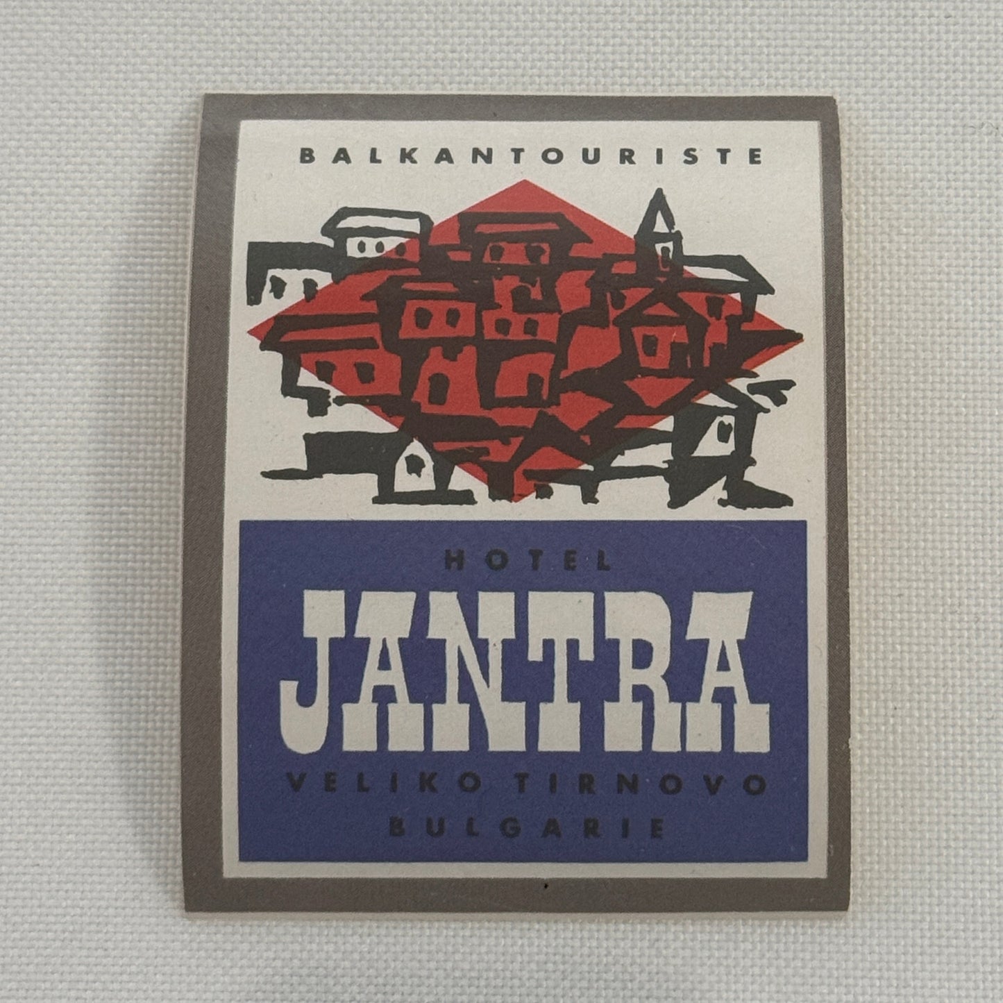 Vintage Travel Luggage Label Hotel Jantra Veliko Tarnovo Bulgaria