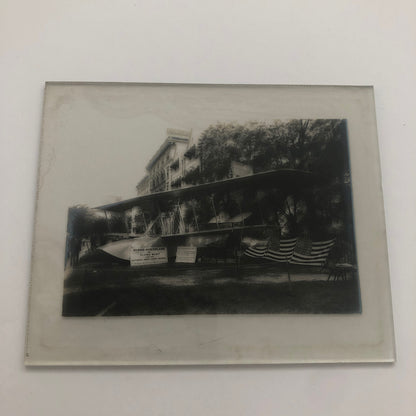 Antique Glass Plate Lantern Slide Men Flying Boat Airplane Aircraft Aviator