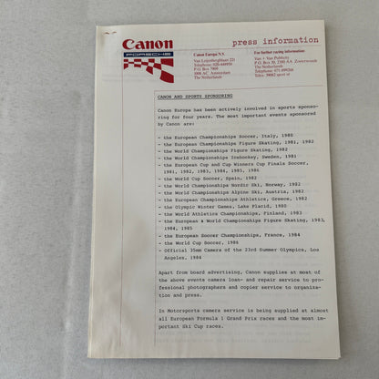 1984 Canon Porsche Racing Press Kit Photos Jan Lammers Jonathan Palmer