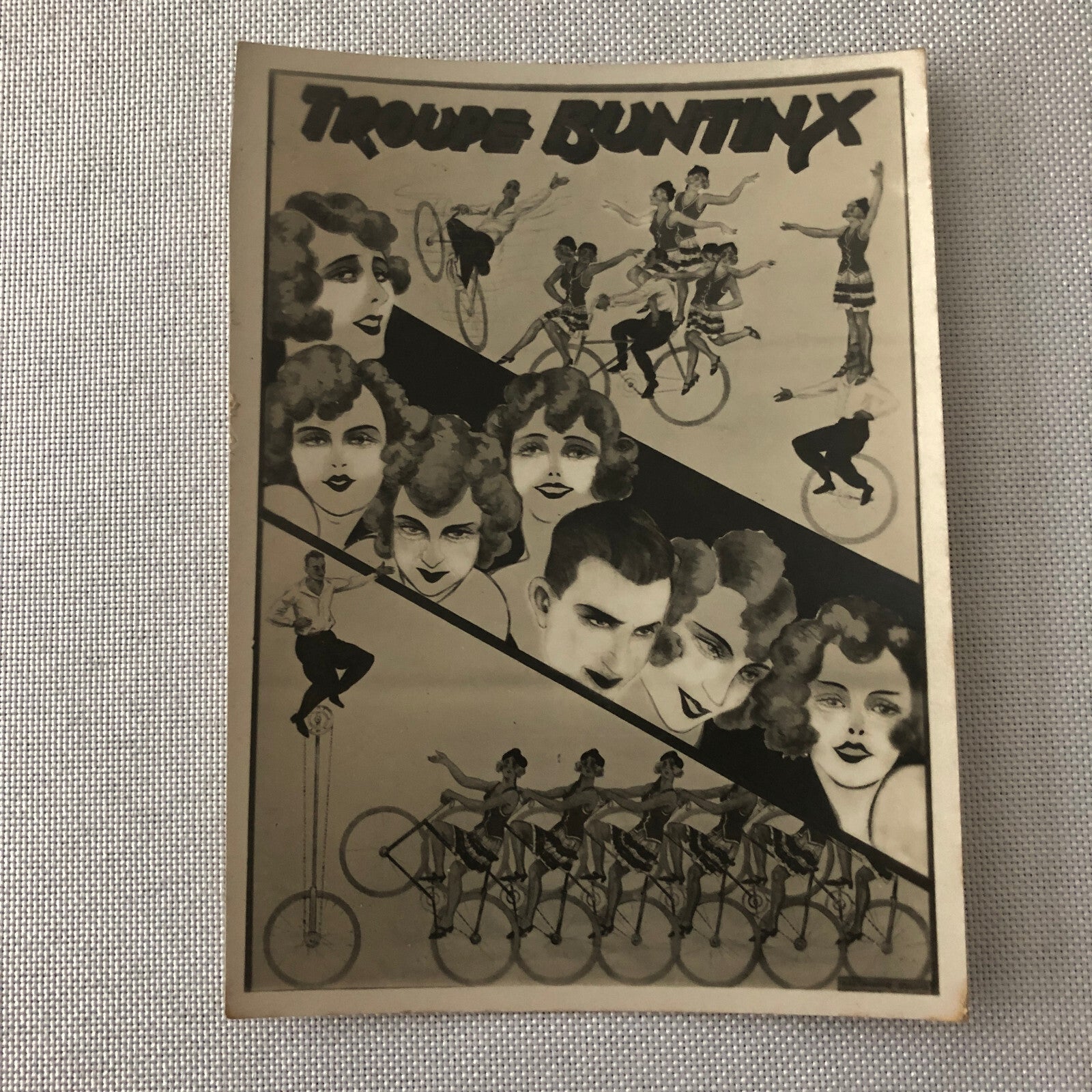 Vintage Circus Balancing Act Bicycle Bike Postcard Post Card Troupe Buntinx