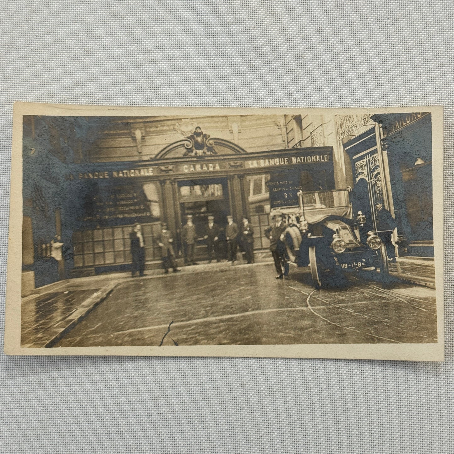 Vintage Photo Photograph Bank La Banque Nationale Canada Antique Car Renault
