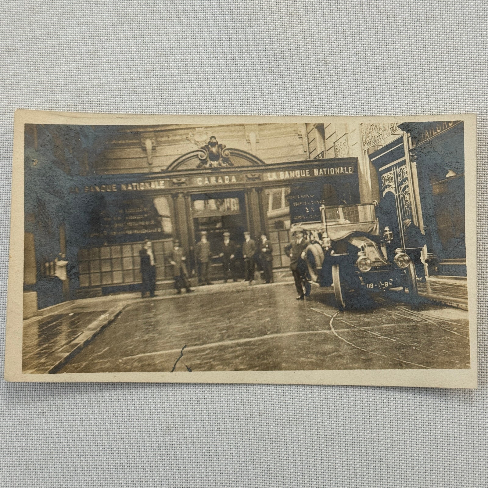 Vintage Photo Photograph Bank La Banque Nationale Canada Antique Car Renault