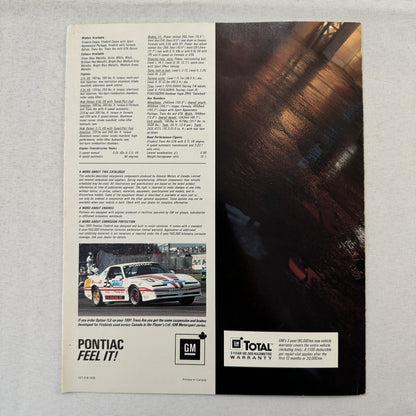 1991 Pontiac Firebird Car Sales Brochure Catalog Trans Am GTA TransAm Canadian