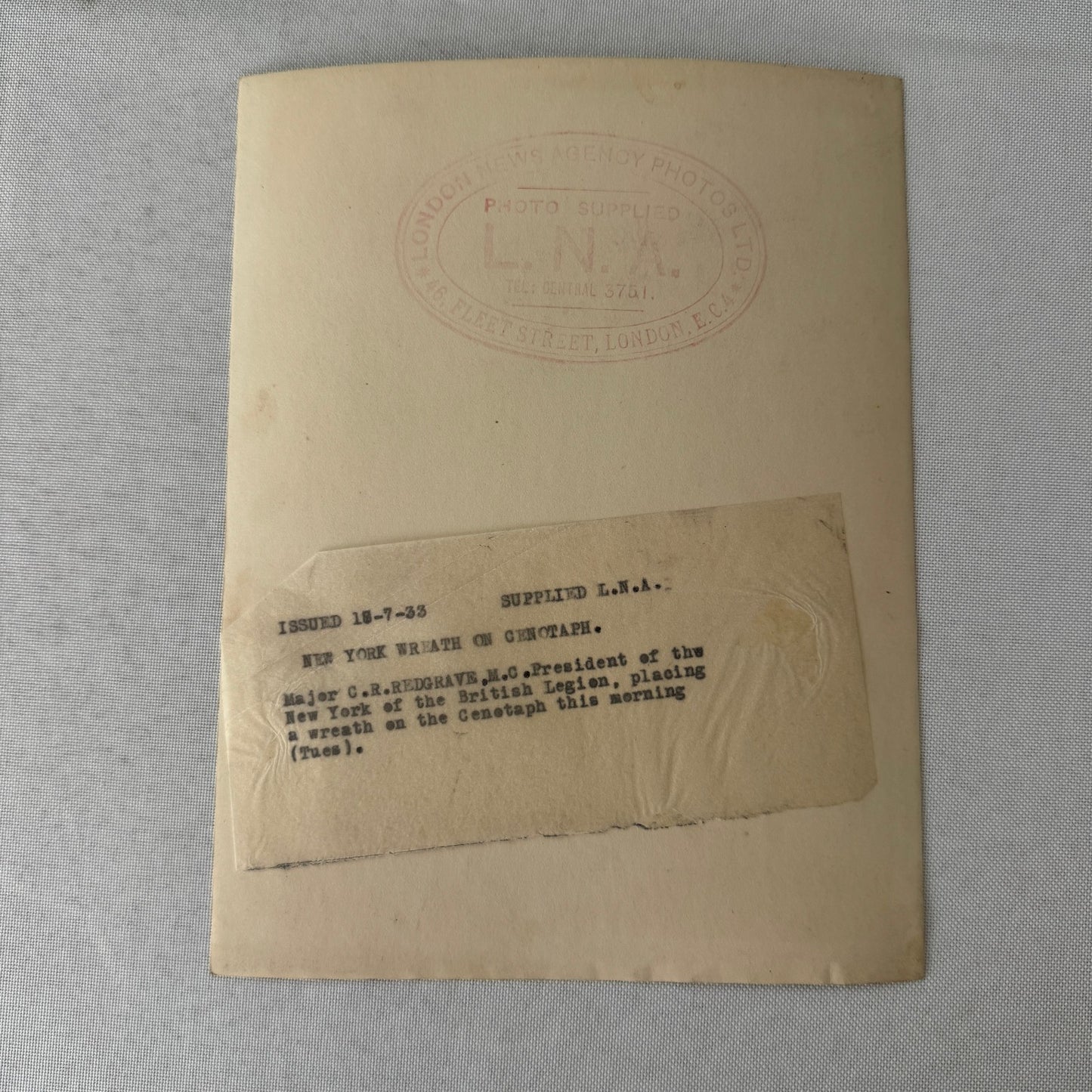 Military Memorial Press Photo Photograph 1933 New York British Legion President