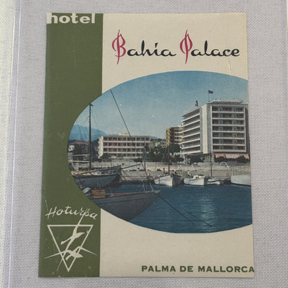 Vintage Hotel Travel Label Hotel Bahia Palace Palma De Mallorca Spain Espana