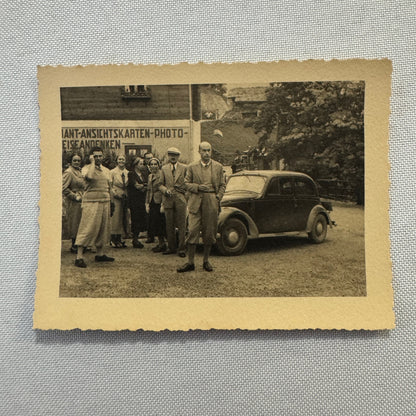 Vintage Photograph Photo Print People with Car Automobile European