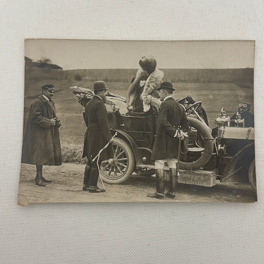 Antique Car Automobile Women Italian Real Photo Postcard RPPC Photograph