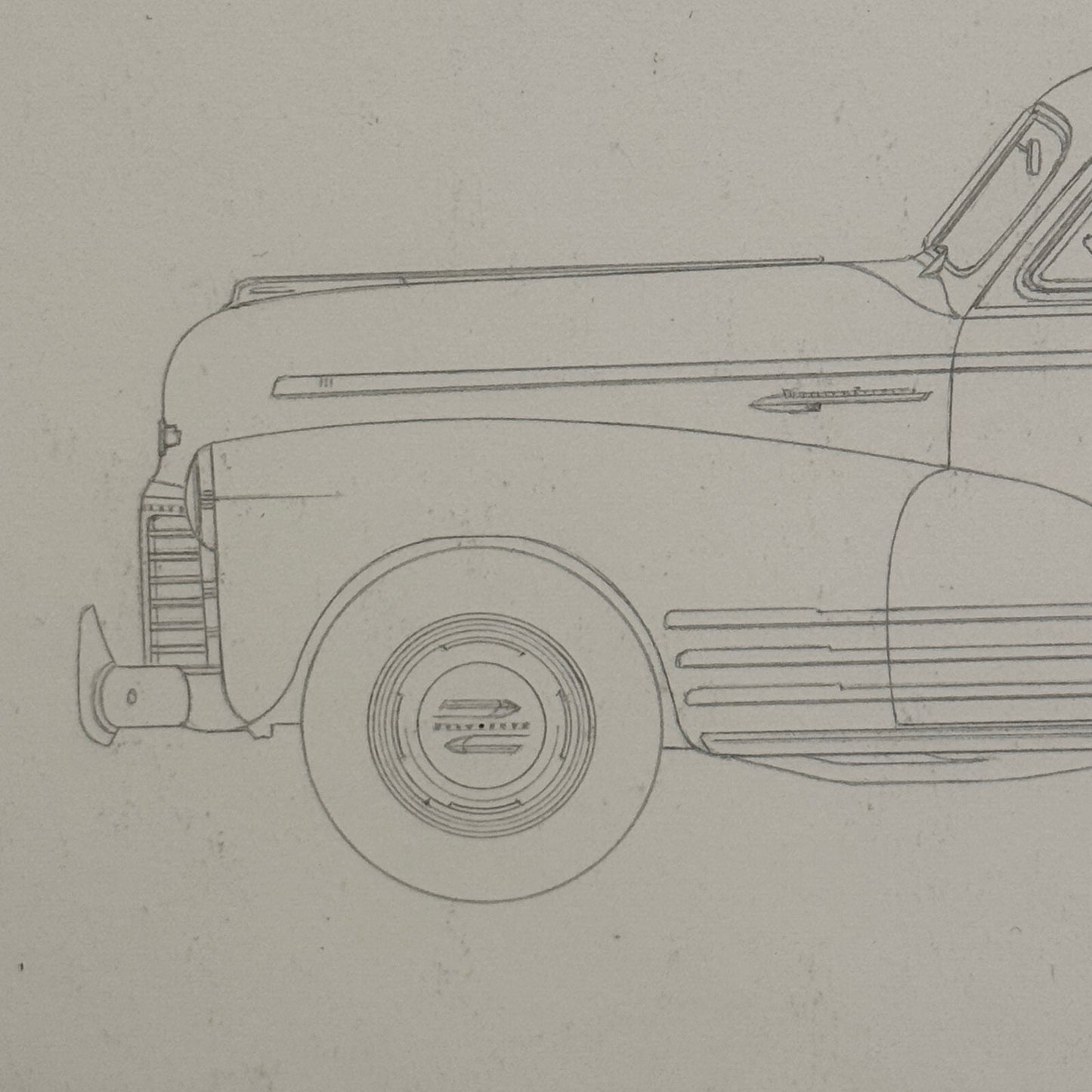1942 Chevrolet Fleetline Aerosedan Illustration Art Drawing Hand Drawn