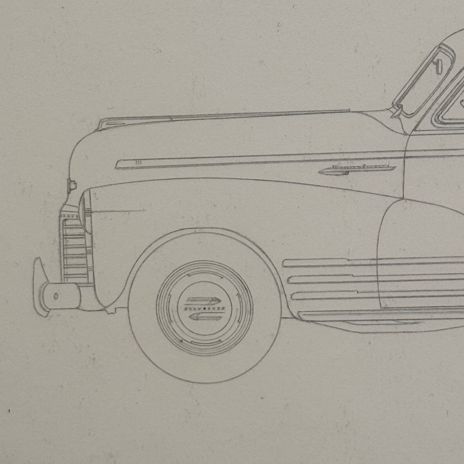 1942 Chevrolet Fleetline Aerosedan Illustration Art Drawing Hand Drawn