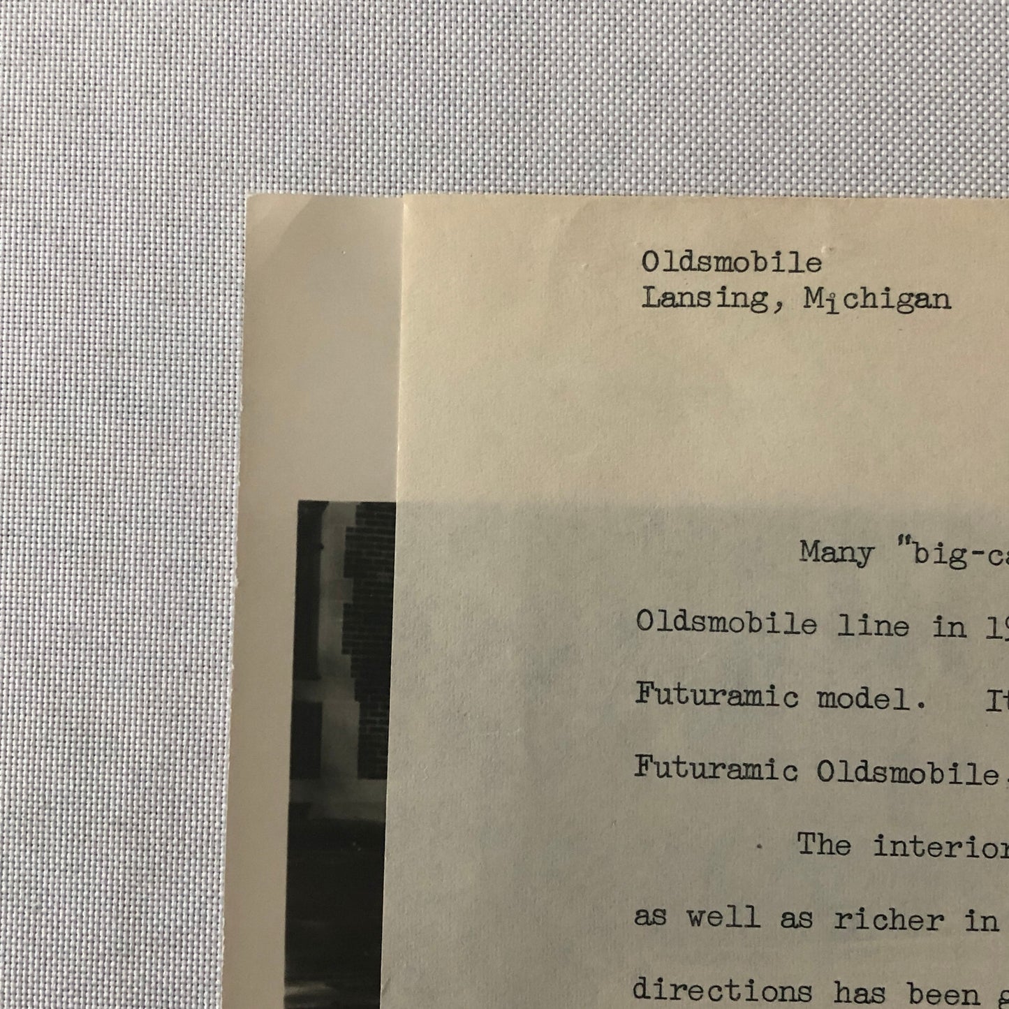 1949 Oldsmobile Series 76 Futuramic Sedan Factory Press Photo Photograph