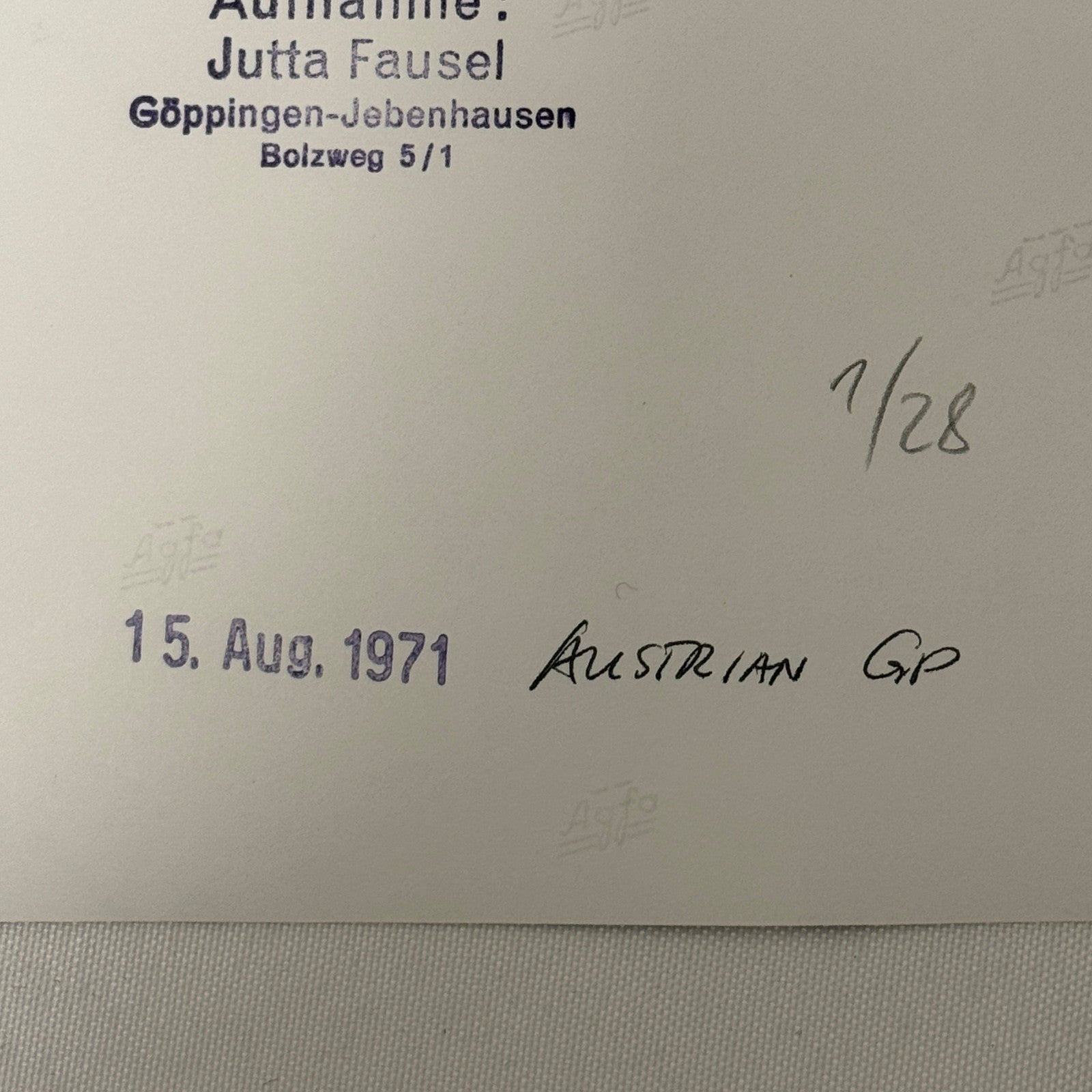 Vintage Racing Photo 1971 Austrian Grand Prix Jackie Stewart Teddy Meier