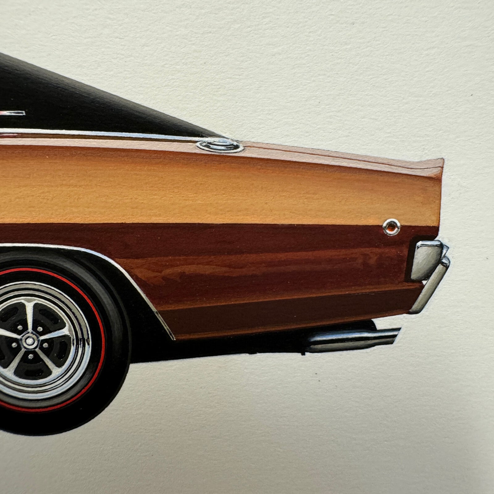 1968 Dodge Charger RT Muscle Car Automobile Illustration Art Drawing Hand Drawn
