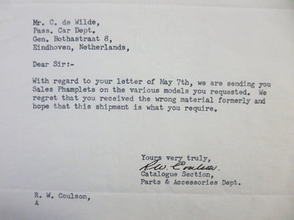 1953 General Motors of Canada Letter Letterhead GM - Chevrolet Oldsmobile +